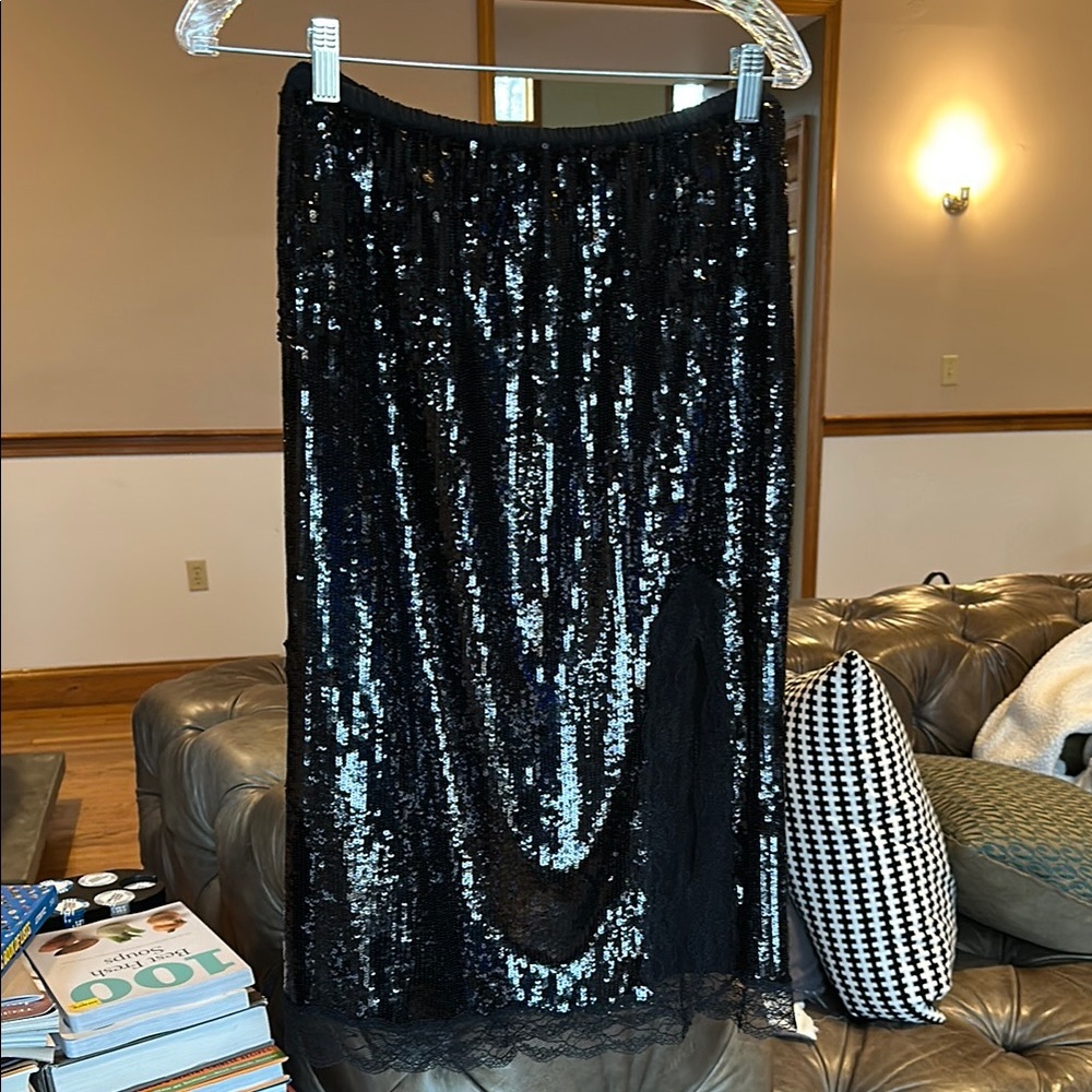 Elegant Black Sequin Skirt